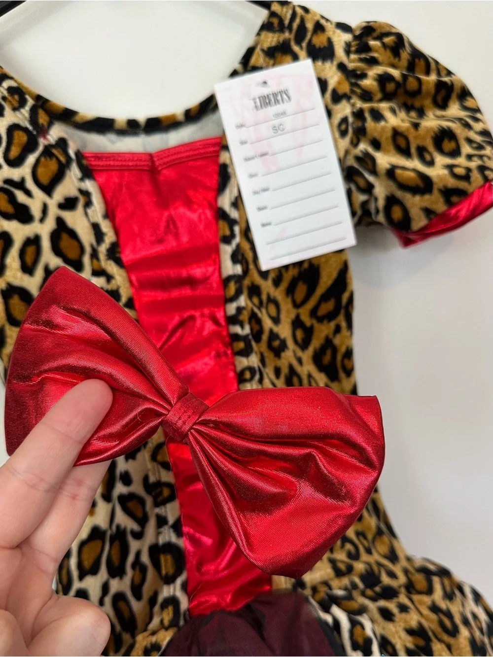 NWT Leopard Print Dance Costume Dress with Red Accents - Size: SC